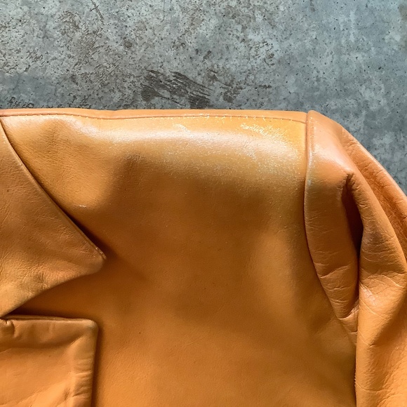 Vintage Eau De Cuir Unique Orange Leathe Jacket - Picture 9 of 12
